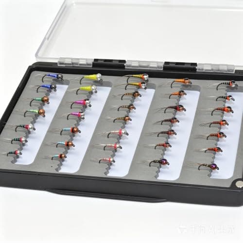 Outdoor Planet 36-Piece Perdigon Nymph Assortment, Tungsten Barbless, with Magnetic Fly Box product photo