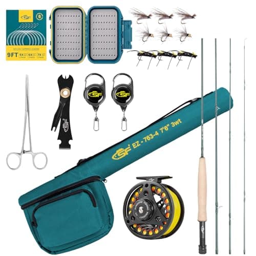 SF Fly Fishing Rod and Reel Combo Starter Kit, 7'6" 3wt product photo