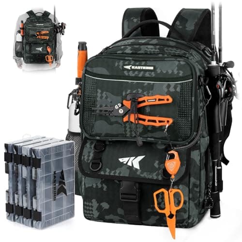 KastKing BaitSpace 50L Fishing Backpack with 4 Tackle Boxes, 2 Rod Holders product photo