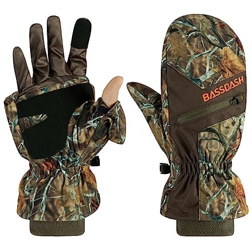 BASSDASH Insulated Camo Hunting Mittens product photo