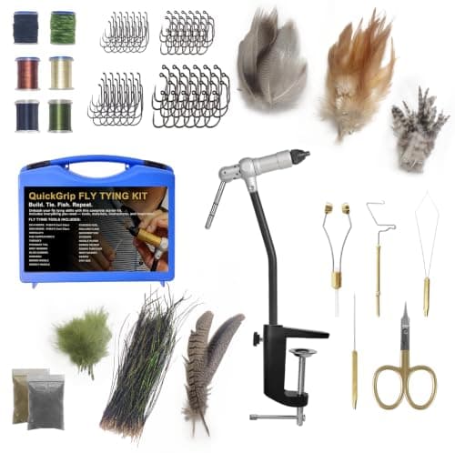 EUPHENG Fly Tying Kit with Lightweight Rotary Vise, Feathers, Hooks & Materials product photo