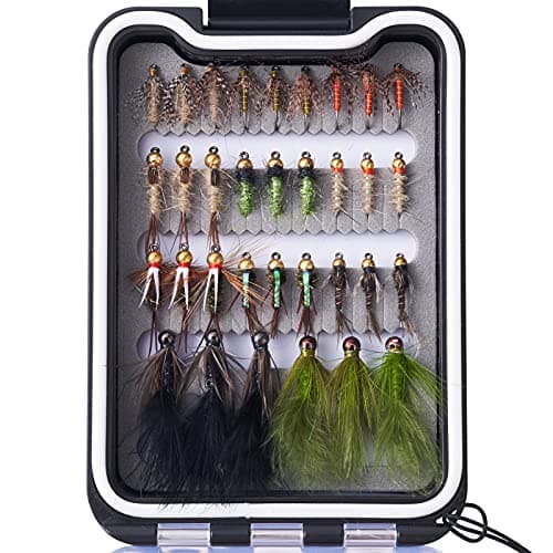 BASSDASH Fly Fishing Flies Kit, Trout & Bass Assortment with Fly Box product photo