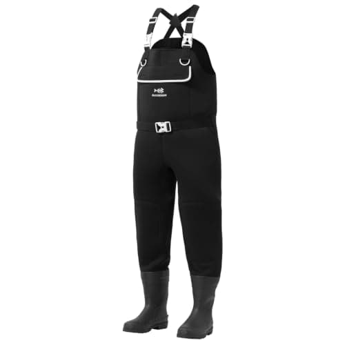 BASSDASH Men's Neoprene Waders with Waterproof Rubber Boots product photo