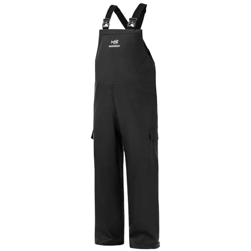 BASSDASH Men's Waterproof Fishing Bibs, Lightweight PU-Coated Rain Pants product photo