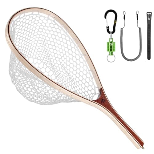 SF Fly Fishing Landing Net, Wood Frame with Silicone Rubber Mesh product photo