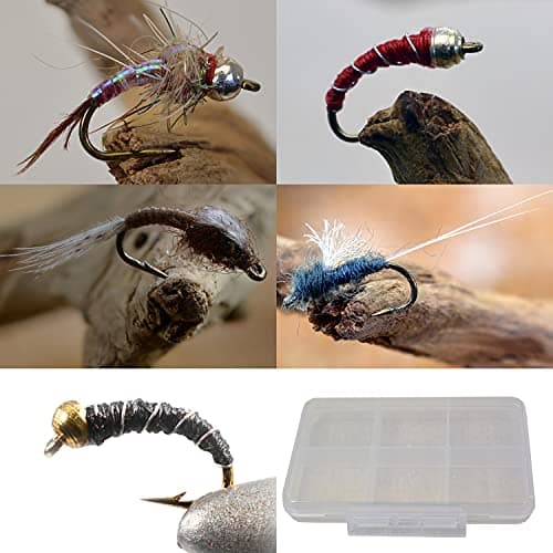 45-Piece Midge Assortment on Mustad Signature Hooks: Rainbow Warriors, Zebra Midges, WD-40s and RS2 Emergers, Sizes 18, 20 and 22 product photo